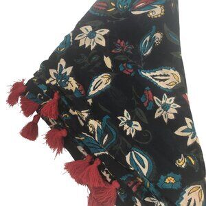 Blue and Floral Scarf Contemporary Accessory